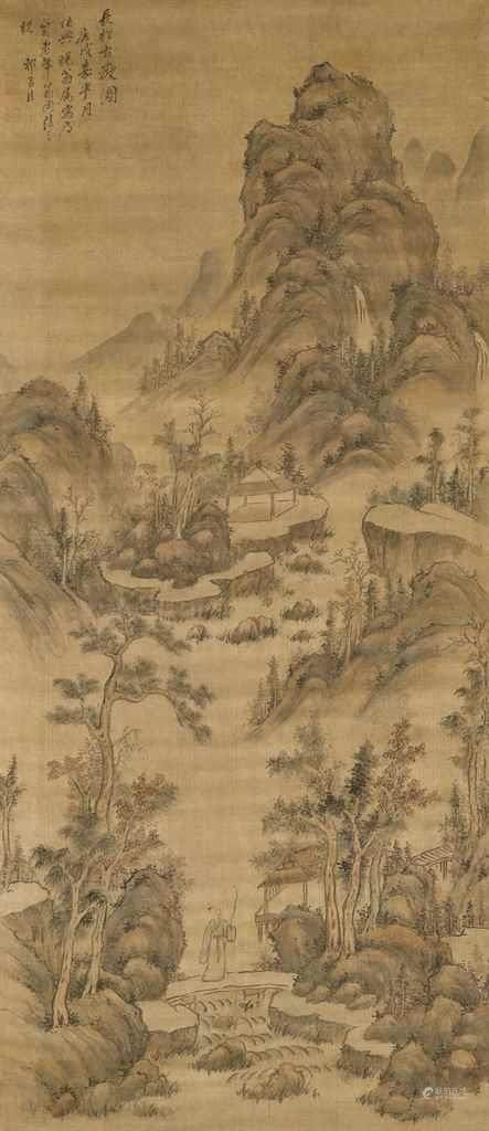 清 祁豸佳 长松古岳图 设色绢本 立轴 一六七零年作