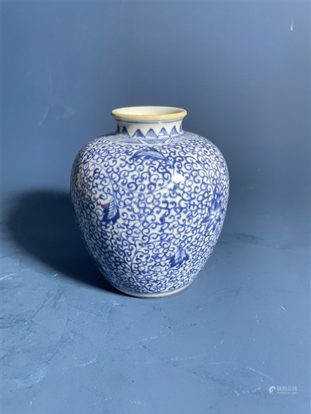 清 青花缠枝花卉纹 小罐