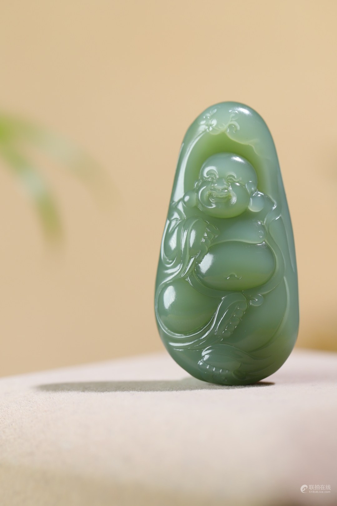 福佛相伴和田玉碧玉挂件