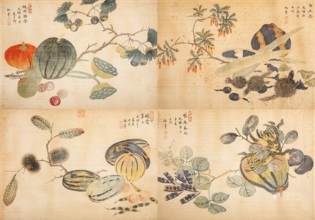 清 光緒御筆 果蔬四開