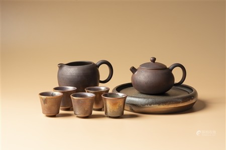 近現代 烏金柴燒茶具組