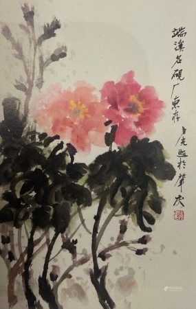 卢光照 款 牡丹