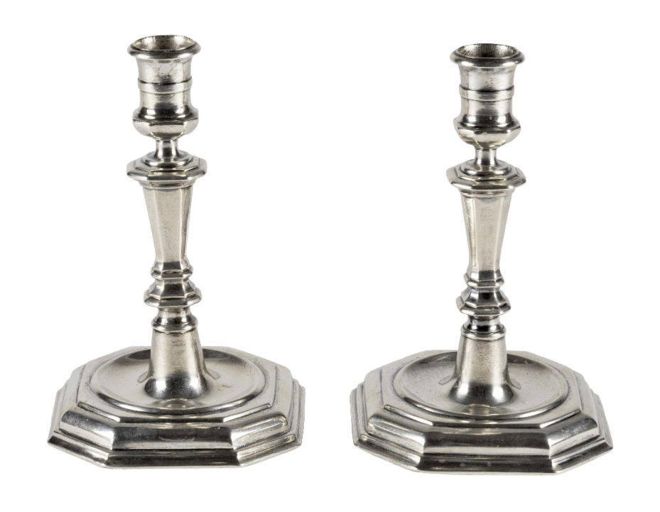 Kleines Paar barocker Tafelleuchter, Augsburg, um 1710
