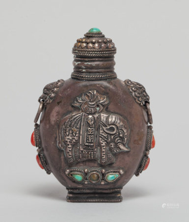 Chinese Silver Snuff Bottle, 1900s