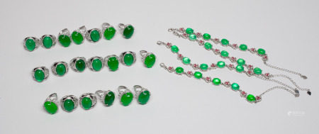 Estate Large Set Chinese Rings & Bracelets