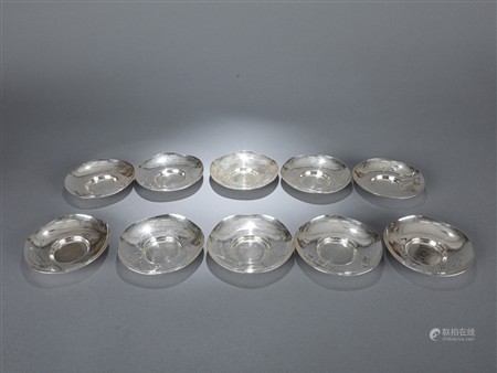 銀製花卉紋小盤 10枚