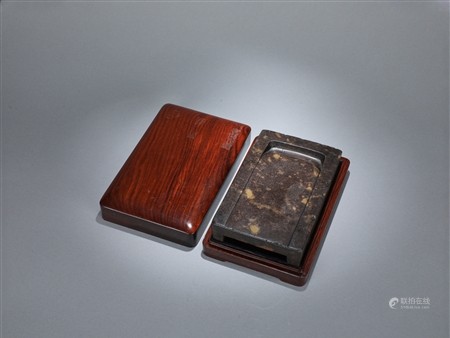 楠文夫舊藏 明端石鷓鴣斑太史硯