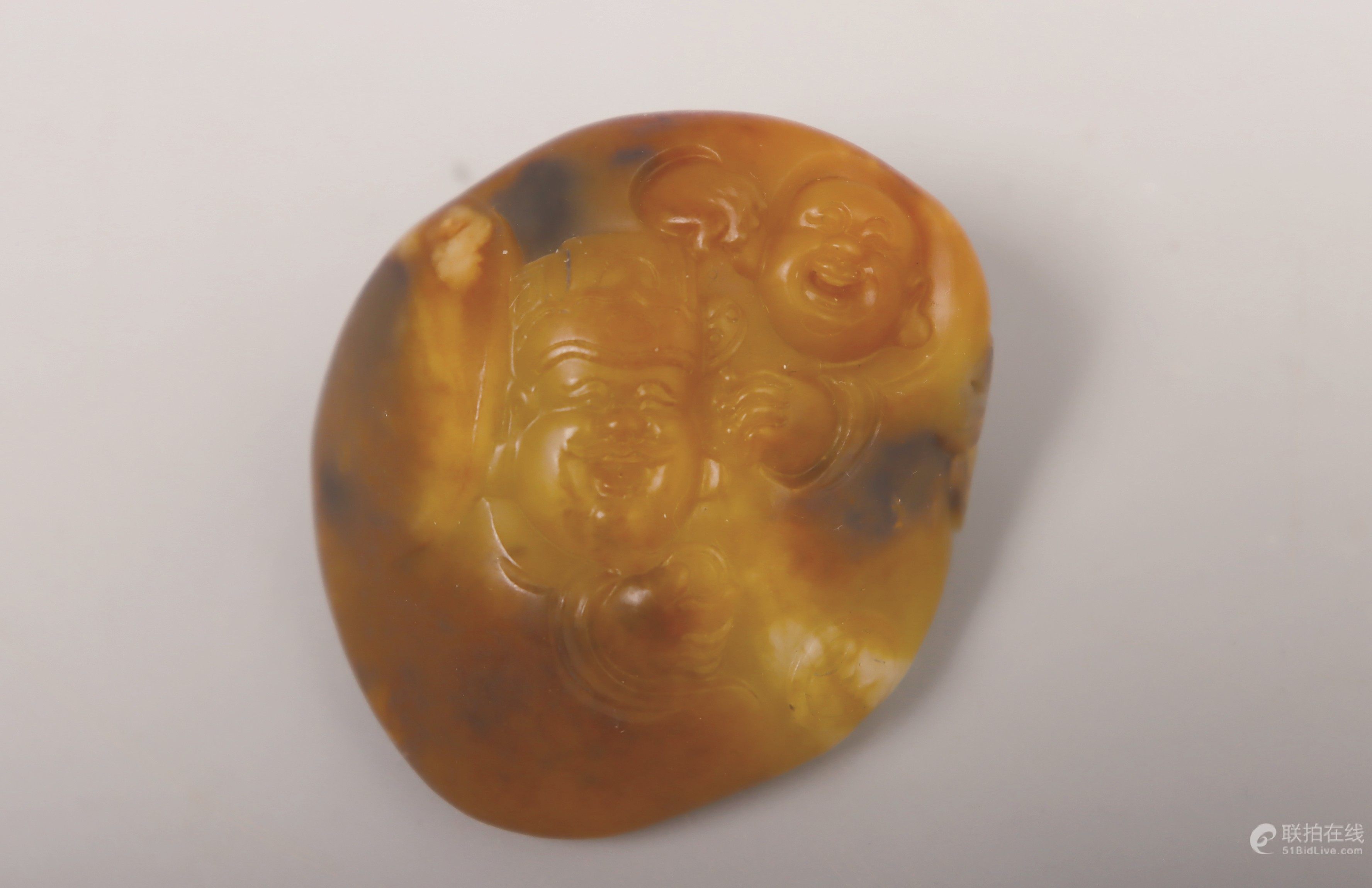 现代 和田玉籽料童子拜财神挂件