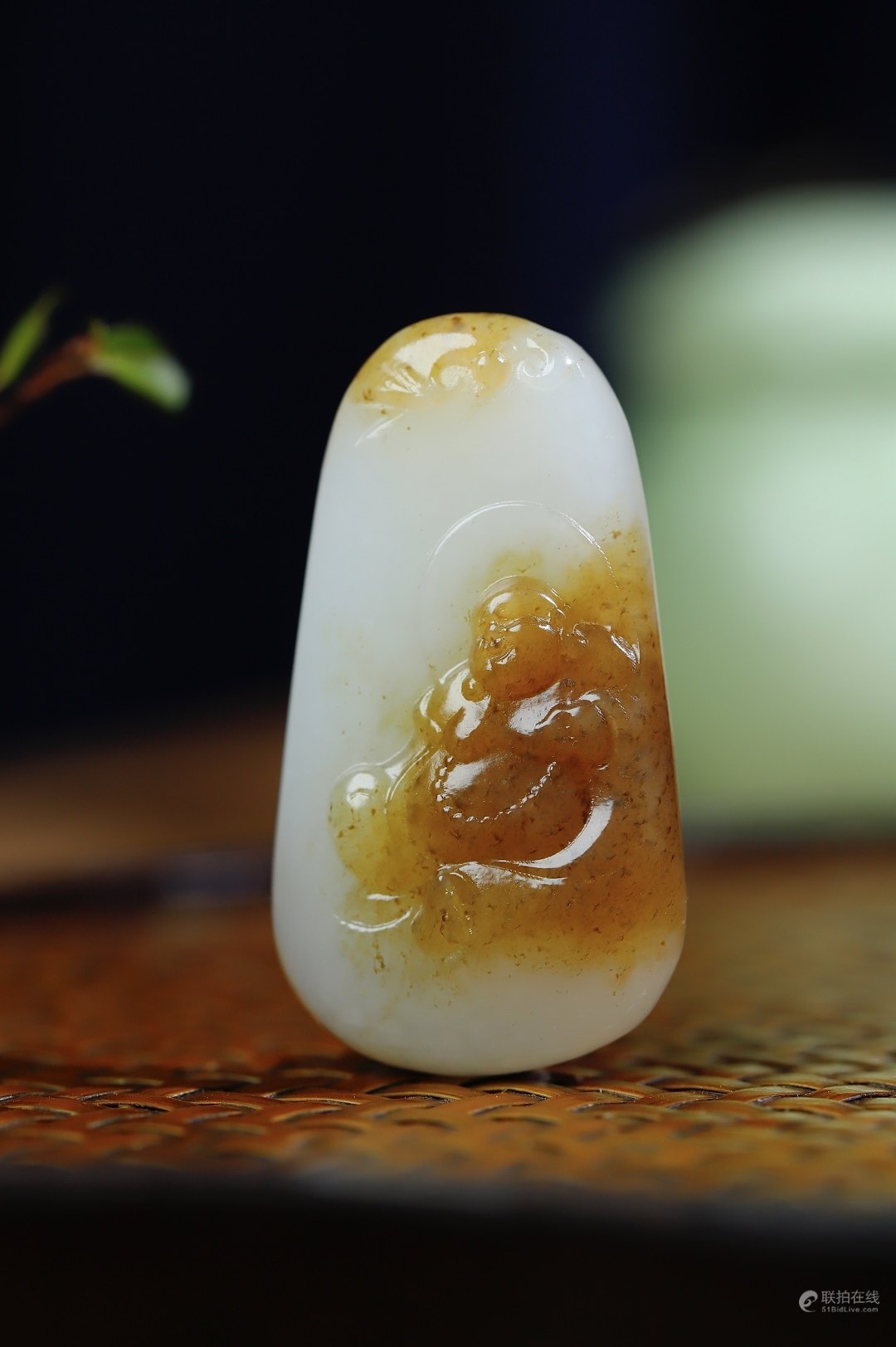 福佛相伴和田玉且末挂件