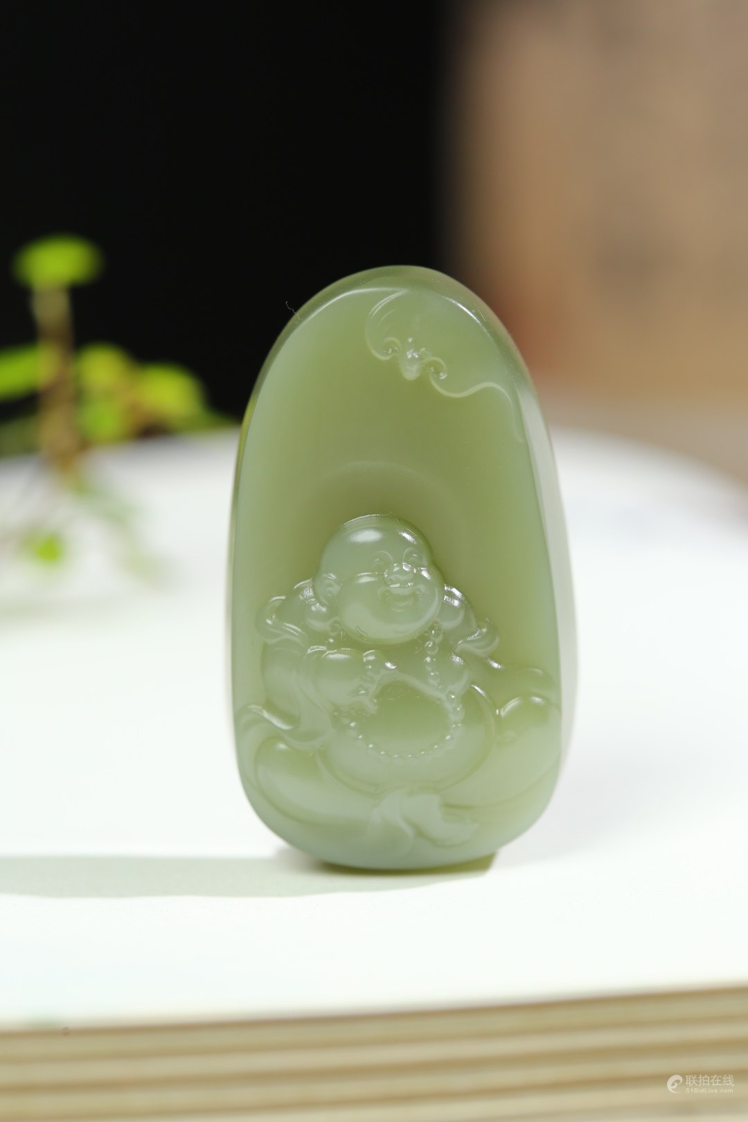 福佛相伴和田玉碧玉挂件