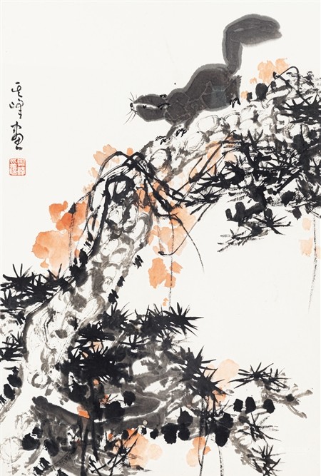 孙其峰 红叶松鼠