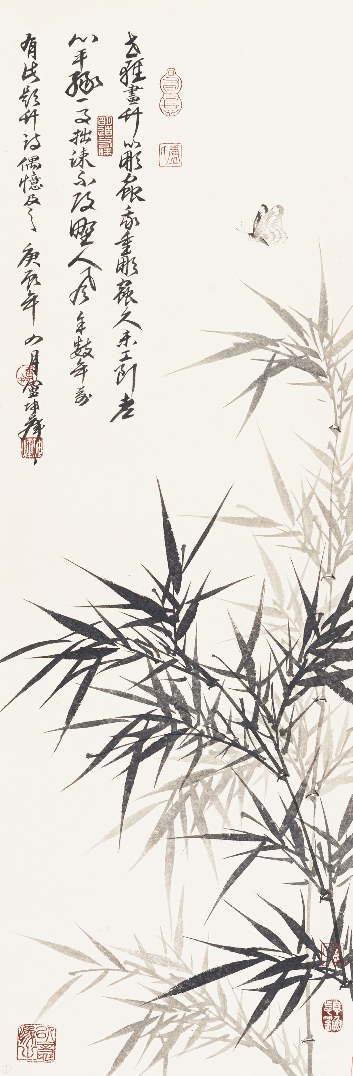 2000卢坤峯 竹蝶图