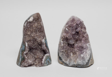 Two Amethyst Cluster Quartz Sculptures