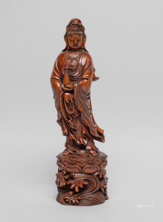 Chinese Tall Wood Sculpture of Kuanyin