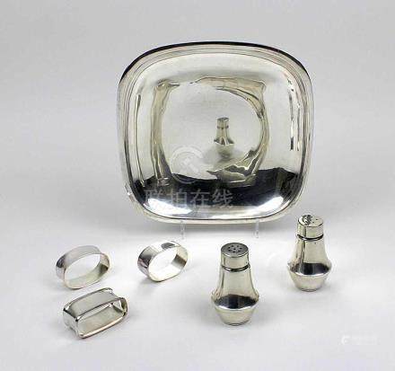  Konvolut Silber, 2. H. 20. Jh., Viereckschale, Gottlieb Kurz, Halbmond, Krone 925, Signet, 19,5 x
