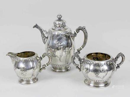  Kaffeegarnitur, Silber, ?sterreich, Anfang 20. Jh., im Barockstil, bestehend aus Kaffeekanne mit
