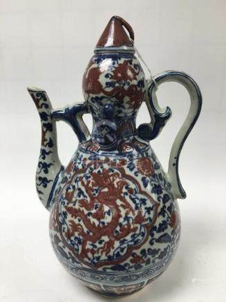 Chinese Red & Blue Glaze Dragon Ewer