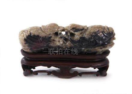Chinese jade Mandarin duck grouping (2pcs)