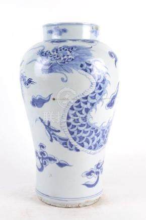 CHINESE BLUE AND WHITE DRAGON VASE