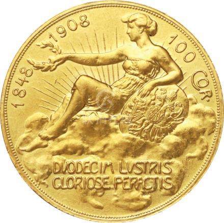  ??????(Austria) ??????????1世治世60周年記念 雲上の女神 100???金貨 1908/ 60th Anniversary of the reign of Franz...