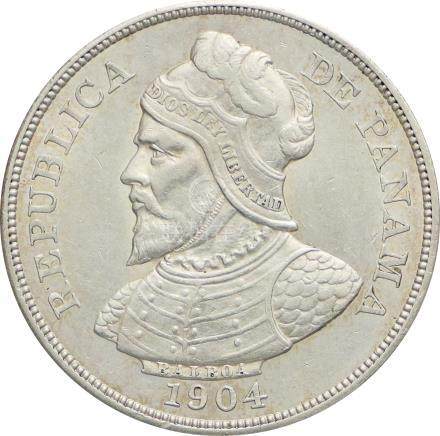  ????(Panama) ???????????像 50?????銀貨 1904年 KM5/ Bolivar 50 Centesimos Silver...