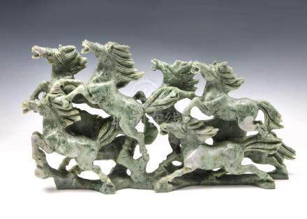 CARVED CHINESE JADE HORSE GROUPING