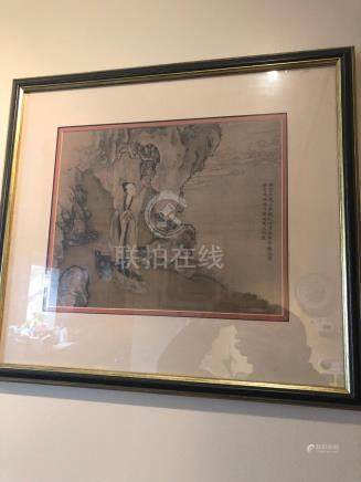 Framed Chinese painting on silk