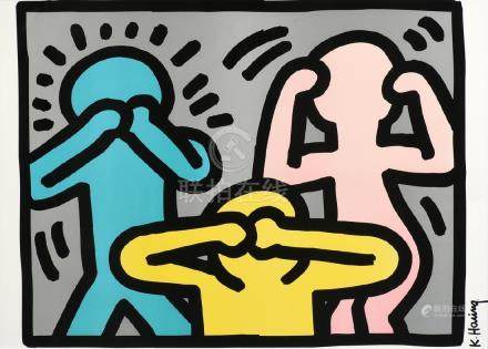 after KEITH HARING (American 1958-1990) A PRINT, "Hear