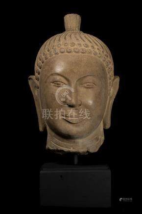 7th Century Style Khmer Stone Buddha Head