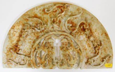  A Chinese white jade carved plaque with rust 15in