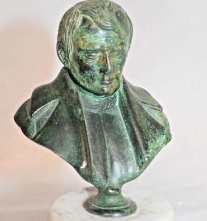 ANTIQUE 7'' Bronze Art sculpture a man with marble base