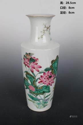 Qing Qian Long Pastel Flowers and Birds Stick Bottle