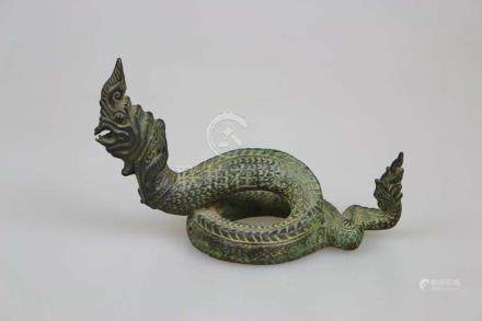  Schlangenfigur/Naga, Asien, 19./20. Jh., Metall, Schutzgottheit. H. 15,5 cm.