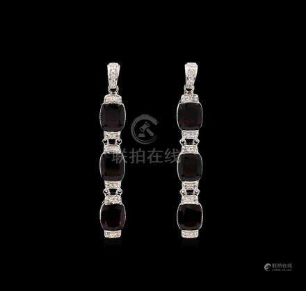 Crayola 21.00 ctw Garnet and White Sapphire Earrings -