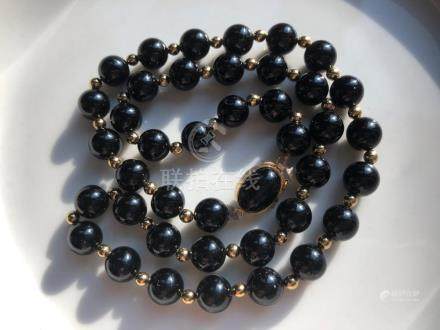 Vintage Black Onyx Beads Necklace