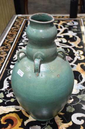 A Chinese porcelain vase turquoise ground and havi