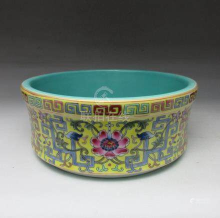 Qing Dynasty yellow background wash