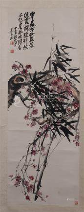 CHINESE SCROLL PAINTING OF BAMBOO AND FLOWER