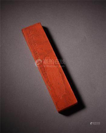 CHINESE CINNABAR FIGURE INK CAKE