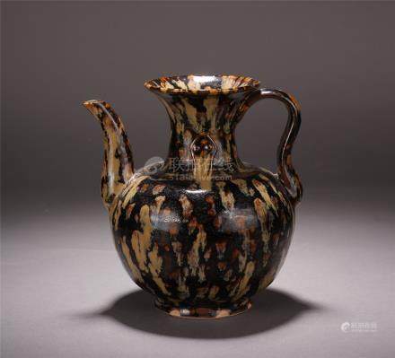 CHINESE PORCELAIN BLACK GLAZE KETTLE