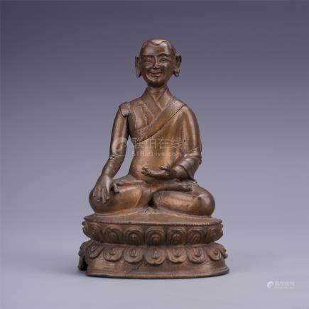 TIBETAN BRONZE SEATED GURU