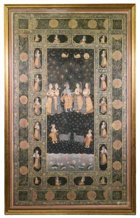 LARGE INDIAN PAINTING ON CLOTH