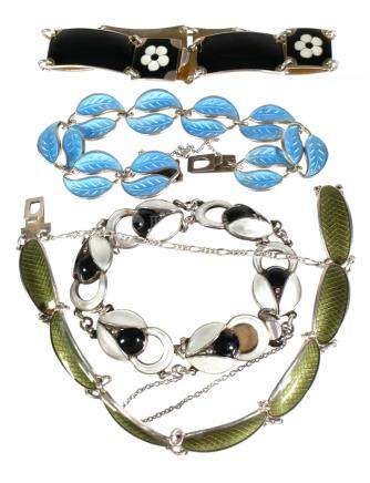 DAVID ANDERSEN, 4 Silver Enamel Bracelets