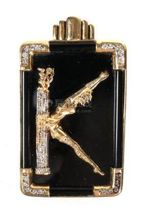 ERTE 14k Gold Letter K Pin, Diamonds