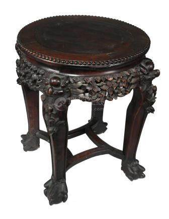 Antique Chinese Carved Wooden Pedestal