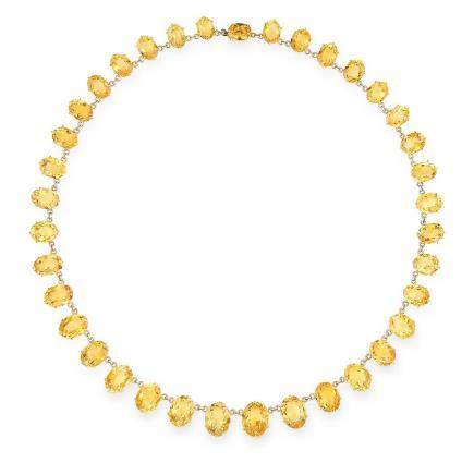 ANTIQUE CITRINE RIVIERA NECKLACE in yellow gold, formed