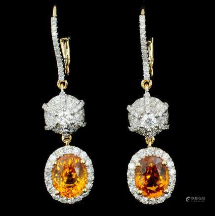 18K GOLD 3.51CT SAPPHIRE & 0.93CT DIAMOND EARRINGS 
