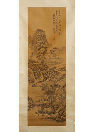 CHINESE LANDSCAPE PAINTING OF RIVER AND MOUNTAIN