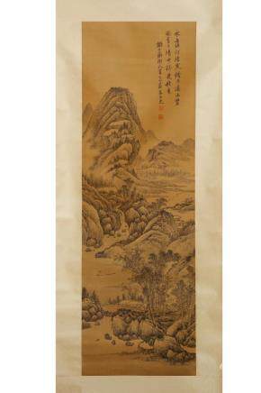 CHINESE LANDSCAPE PAINTING OF RIVER AND MOUNTAIN