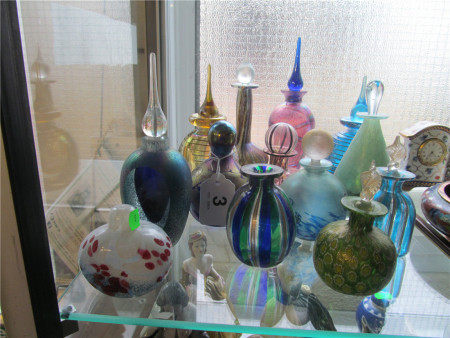 Various glass scent bottles